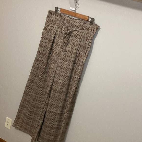 Cider Women’s size XL Mid Waist Plaid Check Trousers, Straight Wide Leg Pants - Picture 3 of 11